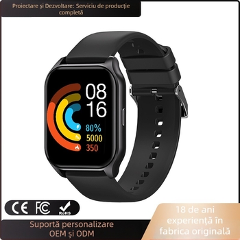 Ceas inteligent cu apel Bluetooth, monitorizare a somnului și ritm cardiac, oxigen în sânge și tensiune arterială (Ecran TFT; autonomie baterie 7–14 zile)