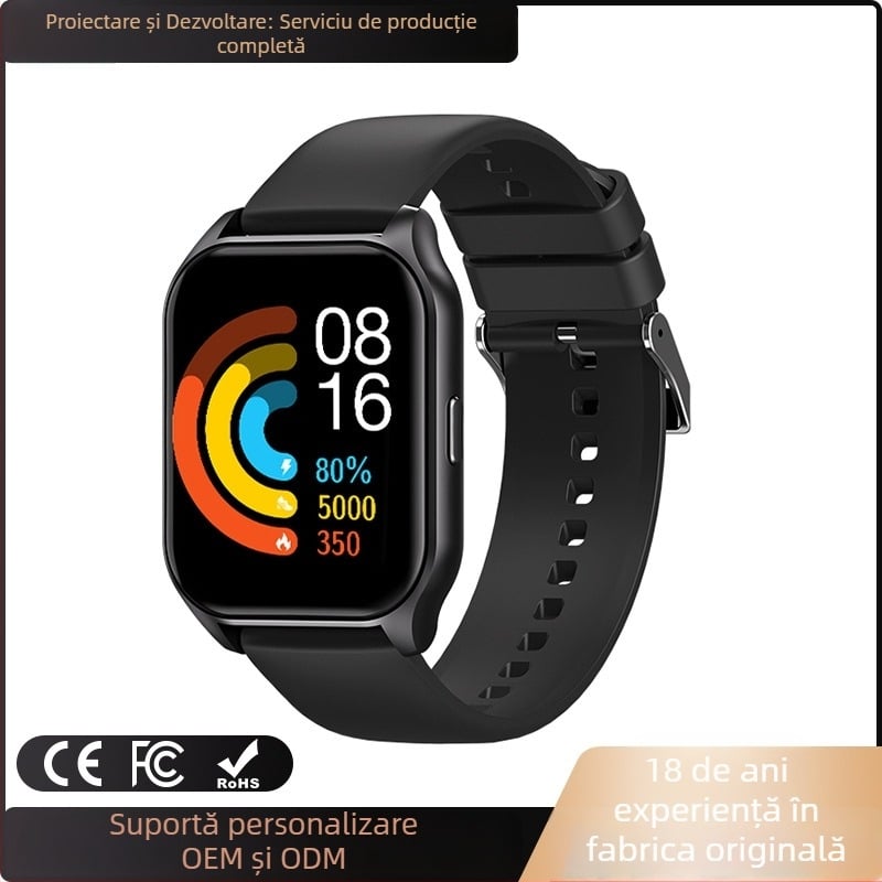 Ceas inteligent cu apel Bluetooth, monitorizare a somnului și ritm cardiac, oxigen în sânge și tensiune arterială (Ecran TFT; autonomie baterie 7–14 zile)