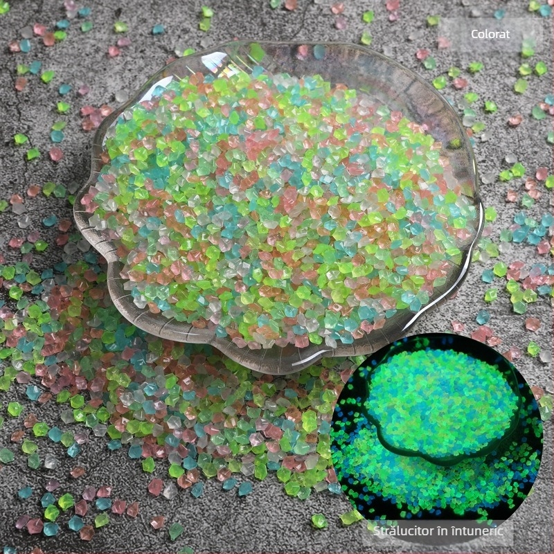Nisipuri și pietre fluorescente pentru amenajări peisagistice și acvarii – origine China, cutie cu 100 bucăți, 0.025 kg/buc