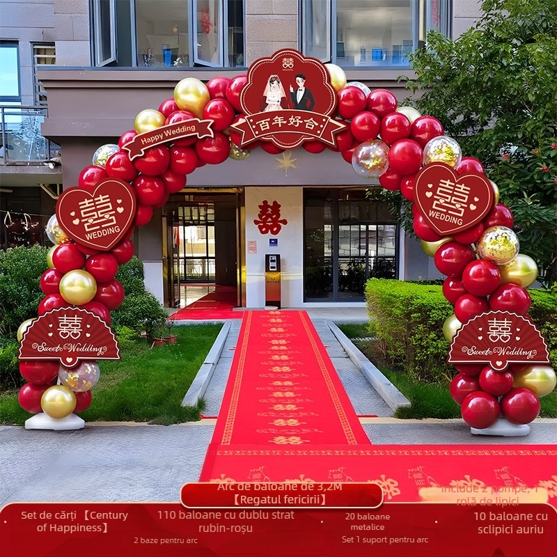 Arc de baloane pentru nuntă – set complet pentru decorul ceremoniei; Ambalaj: carton; Material: alt; Import: nu; Ocazii: nuntă; Procesare și personalizare: nu.