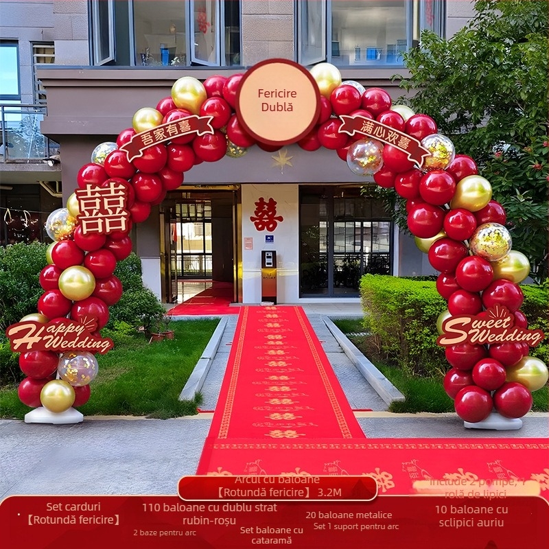 Arc de baloane pentru nuntă – set complet pentru decorul ceremoniei; Ambalaj: carton; Material: alt; Import: nu; Ocazii: nuntă; Procesare și personalizare: nu.