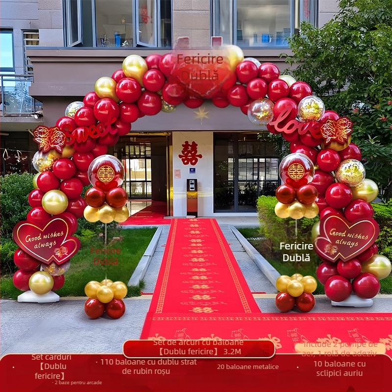 Arc de baloane pentru nuntă – set complet pentru decorul ceremoniei; Ambalaj: carton; Material: alt; Import: nu; Ocazii: nuntă; Procesare și personalizare: nu.