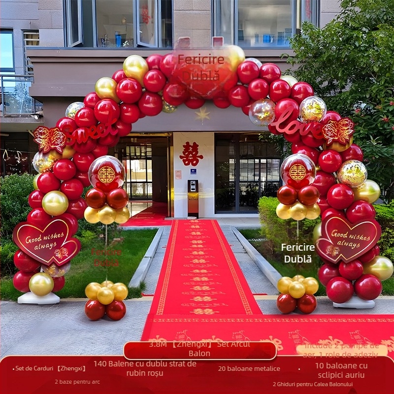Arc de baloane pentru nuntă – set complet pentru decorul ceremoniei; Ambalaj: carton; Material: alt; Import: nu; Ocazii: nuntă; Procesare și personalizare: nu.