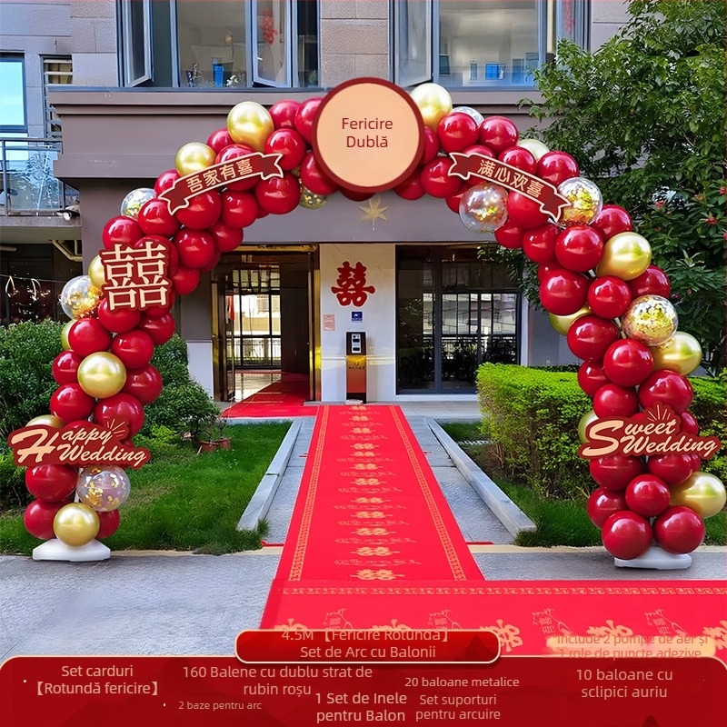 Arc de baloane pentru nuntă – set complet pentru decorul ceremoniei; Ambalaj: carton; Material: alt; Import: nu; Ocazii: nuntă; Procesare și personalizare: nu.