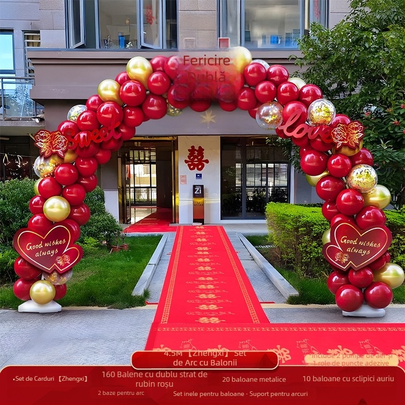 Arc de baloane pentru nuntă – set complet pentru decorul ceremoniei; Ambalaj: carton; Material: alt; Import: nu; Ocazii: nuntă; Procesare și personalizare: nu.