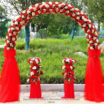 Arc de nuntă din fier cu suport pentru flori – set complet de decor pentru nuntă