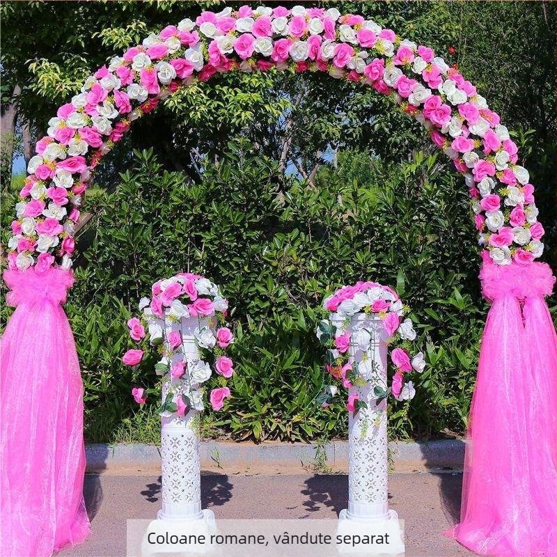 Arc de nuntă din fier cu suport pentru flori – set complet de decor pentru nuntă