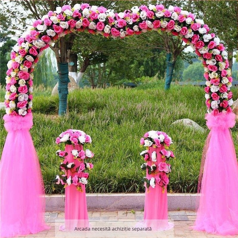 Arc de nuntă din fier cu suport pentru flori – set complet de decor pentru nuntă