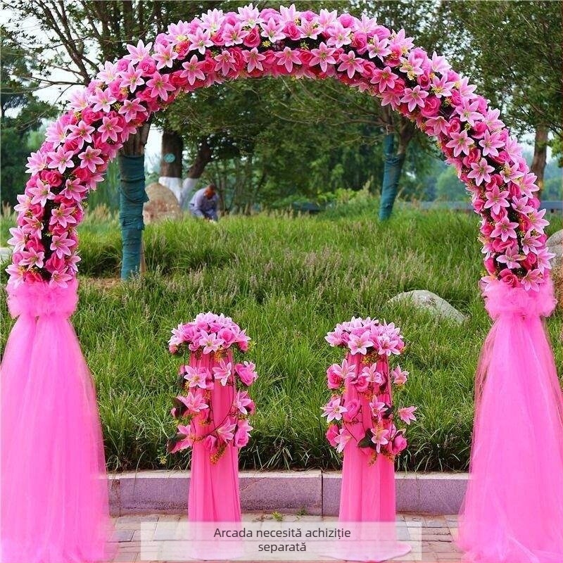 Arc de nuntă din fier cu suport pentru flori – set complet de decor pentru nuntă