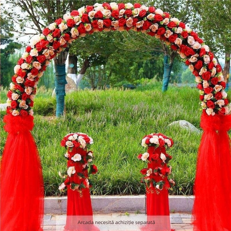 Arc de nuntă din fier cu suport pentru flori – set complet de decor pentru nuntă