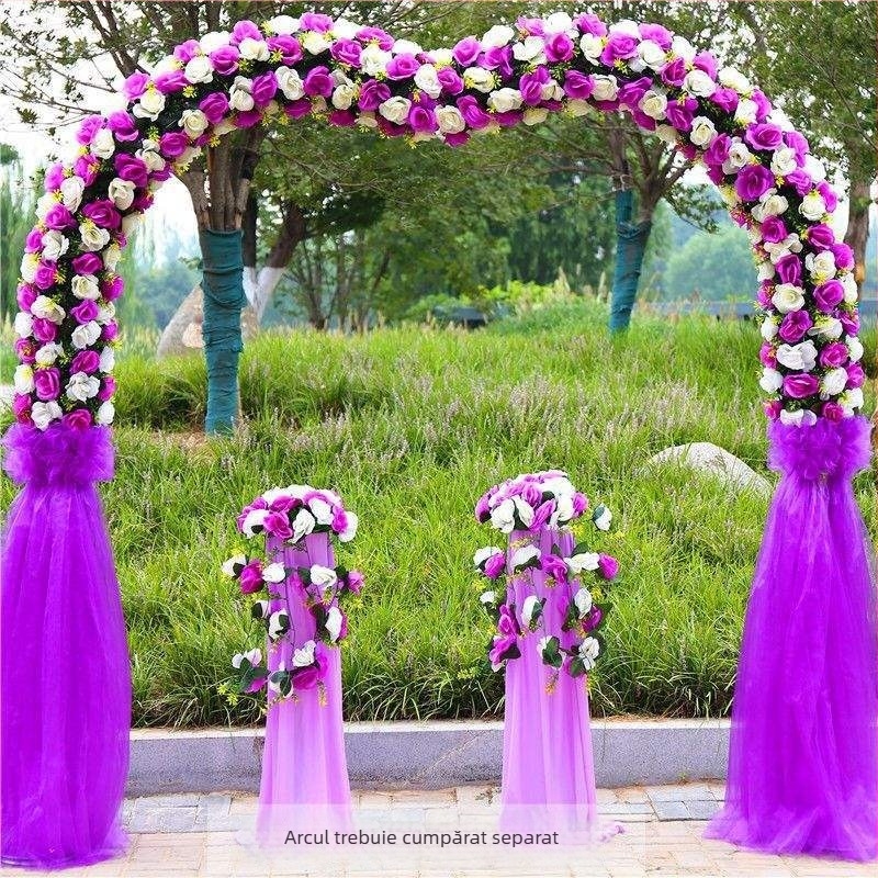 Arc de nuntă din fier cu suport pentru flori – set complet de decor pentru nuntă