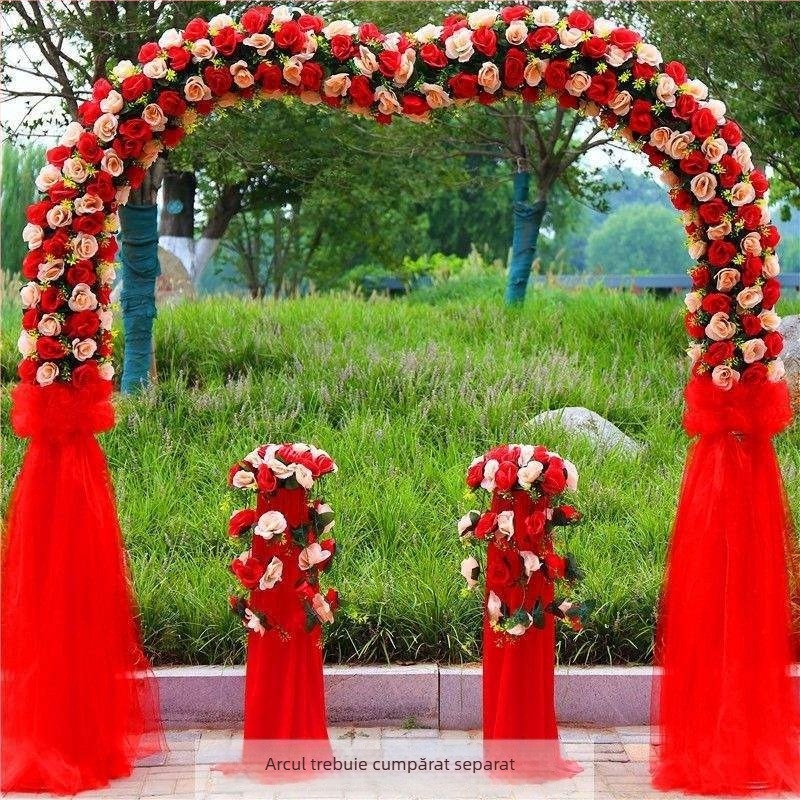 Arc de nuntă din fier cu suport pentru flori – set complet de decor pentru nuntă