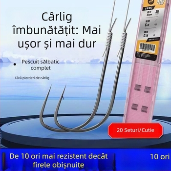 Set autentic de pescuit cu cârlige duble, linie și husă protectoare pentru pește de apă dulce