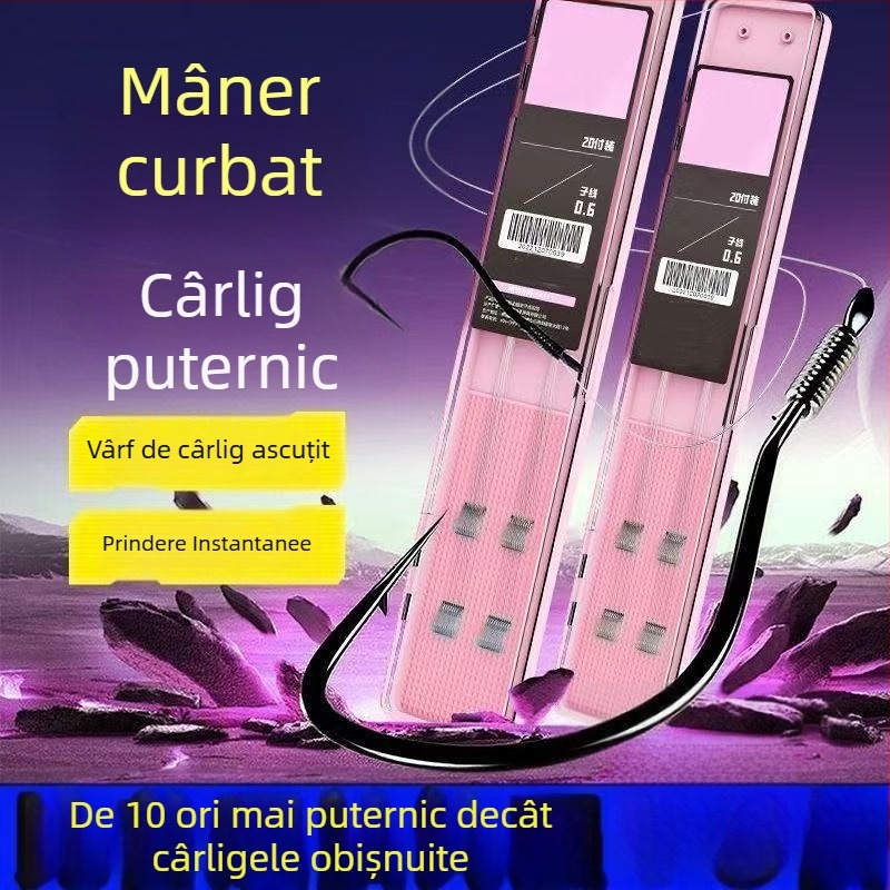 Set autentic de pescuit cu cârlige duble, linie și husă protectoare pentru pește de apă dulce