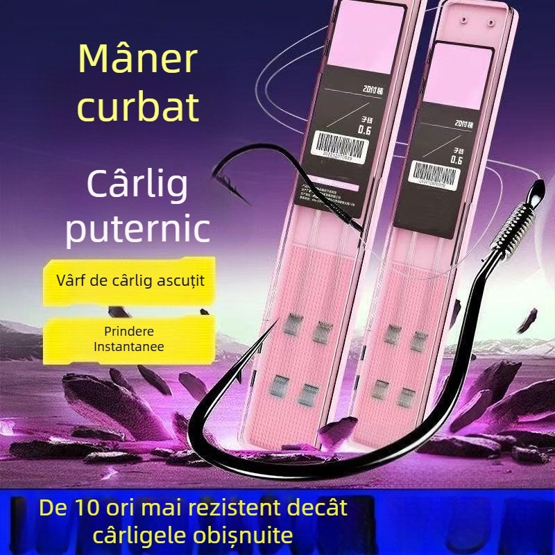 Set autentic de pescuit cu cârlige duble, linie și husă protectoare pentru pește de apă dulce