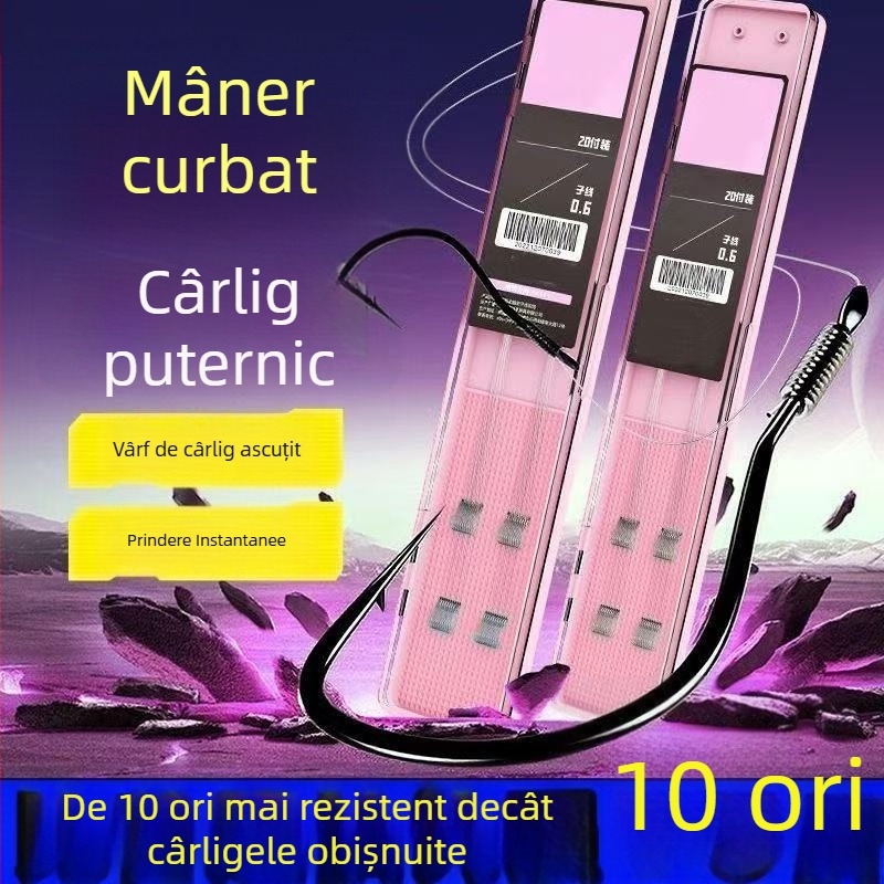Set autentic de pescuit cu cârlige duble, linie și husă protectoare pentru pește de apă dulce