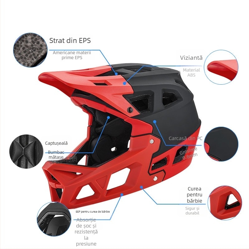 Casca pentru bicicletă de munte – off-road, cască integrală downhill pentru adulți, carcasă PC + interior EPS, unisex, marcă Zhilian, model personalizabil și imprimare logo