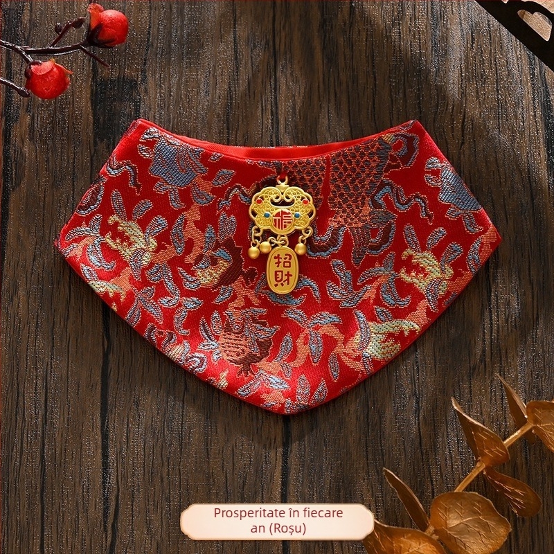 Fular triunghiular, stil chinezesc, satin țesut, broderie (Material: Pânză; Metoda de țesut: Satén țesut; Metoda de prelucrare: Broderie; Stil: Chinezesc)