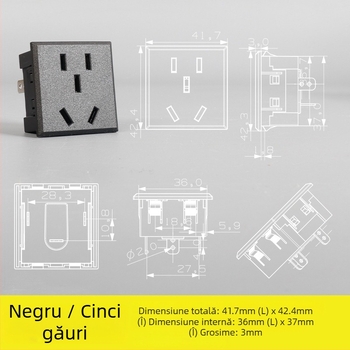 Secvenționator de alimentare – modul prize pentru birou cu prize cu cinci găuri și trei găuri, întrerupător AC încorporat