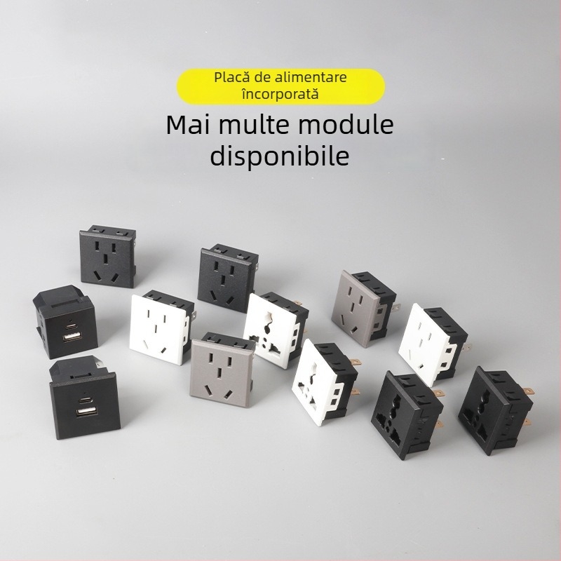 Secvenționator de alimentare – modul prize pentru birou cu prize cu cinci găuri și trei găuri, întrerupător AC încorporat