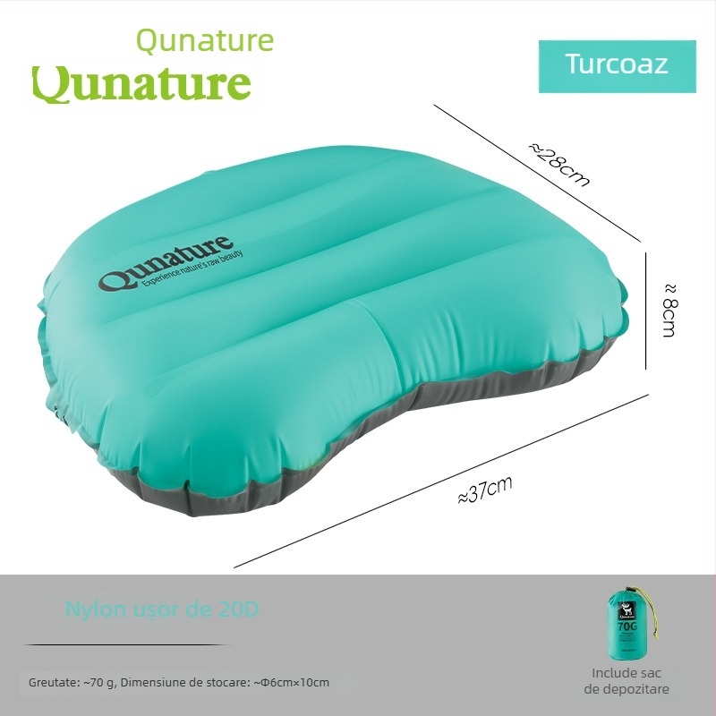 RockBros pernă gonflabilă pentru exterior – pernă de călătorie portabilă, ușoară pentru camping, material 20d nylon + strat TPU, personalizare disponibilă