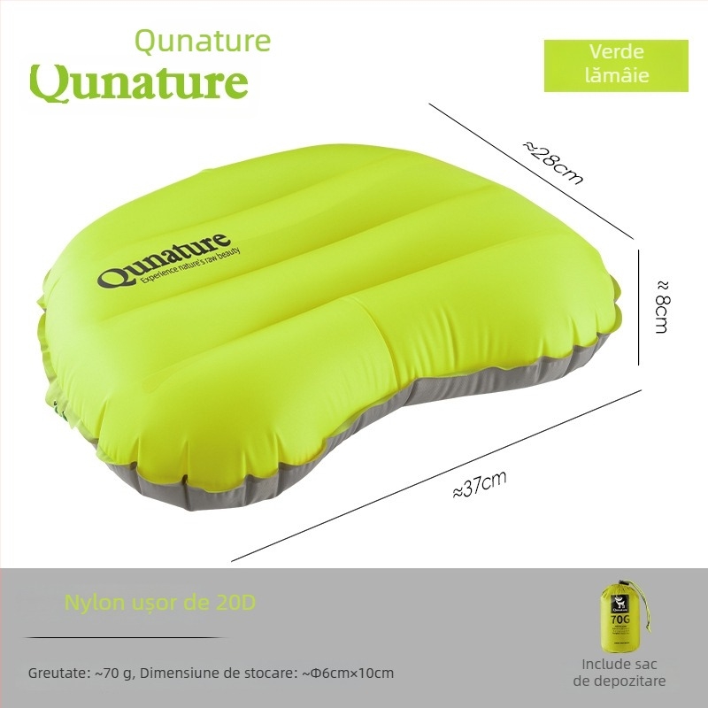 RockBros pernă gonflabilă pentru exterior – pernă de călătorie portabilă, ușoară pentru camping, material 20d nylon + strat TPU, personalizare disponibilă