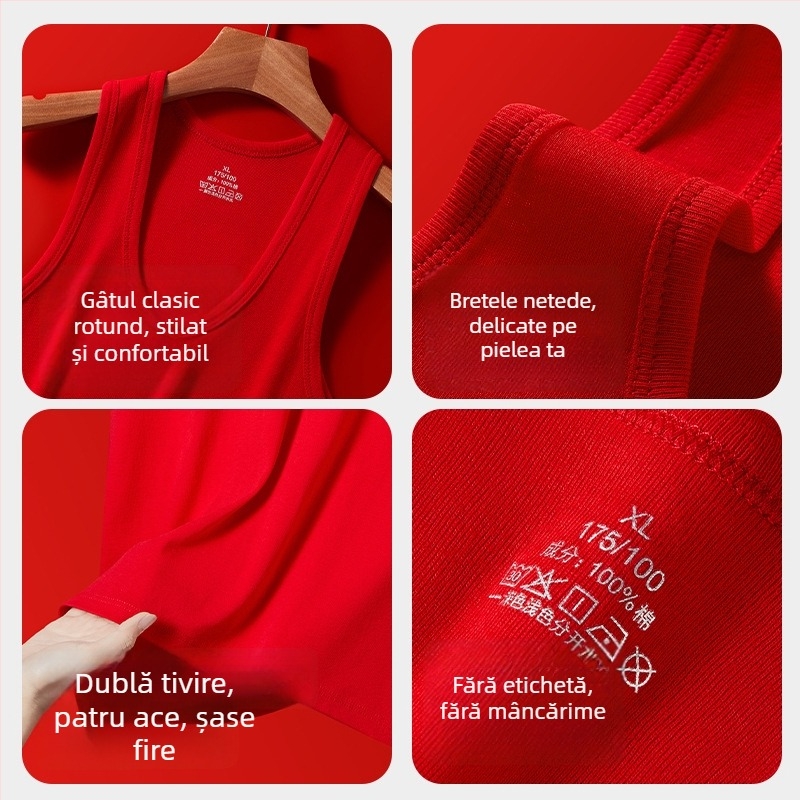 Vesta de bază pentru bărbați din bumbac 100%, subțire, antibacterian 7A, 160 g