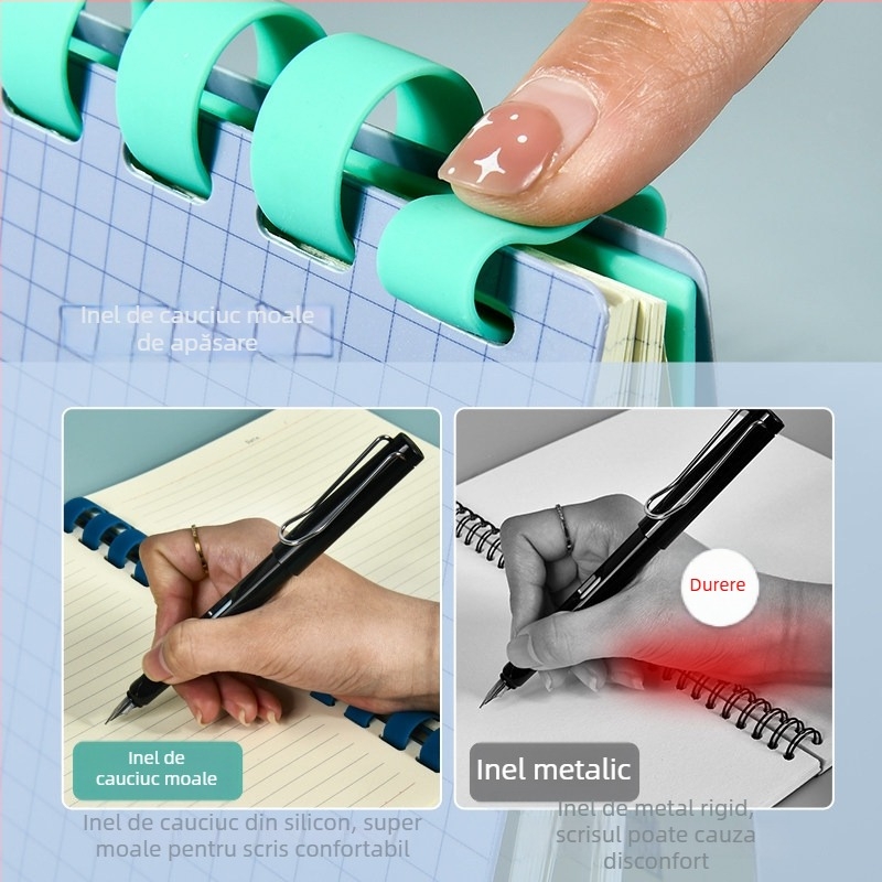 Caiet Victory cu copertă PVC, legătură cu inel de silicon, hârtie naturală, greutate hârtiei 100, 1–50 pagini