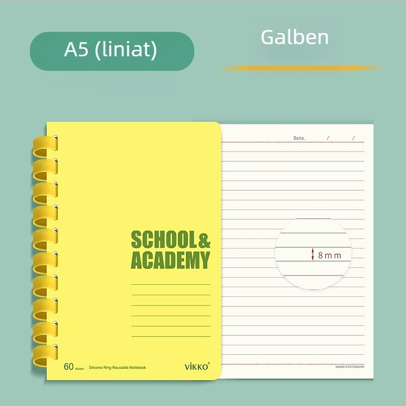 Caiet Victory cu copertă PVC, legătură cu inel de silicon, hârtie naturală, greutate hârtiei 100, 1–50 pagini