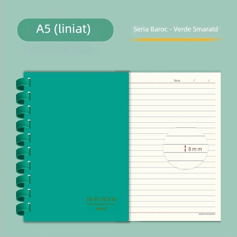 Caiet Victory cu copertă PVC, legătură cu inel de silicon, hârtie naturală, greutate hârtiei 100, 1–50 pagini