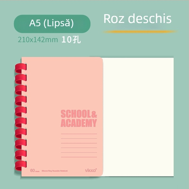 Caiet Victory cu copertă PVC, legătură cu inel de silicon, hârtie naturală, greutate hârtiei 100, 1–50 pagini