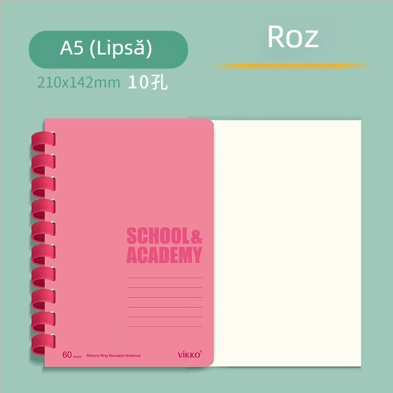 Caiet Victory cu copertă PVC, legătură cu inel de silicon, hârtie naturală, greutate hârtiei 100, 1–50 pagini