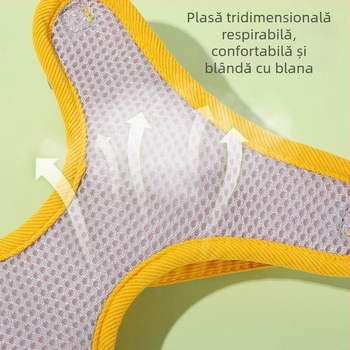 Harnasă pentru pisici cu model floral 3D, lesă reglabilă pentru plimbare, ham toracic rezistent la rupere
