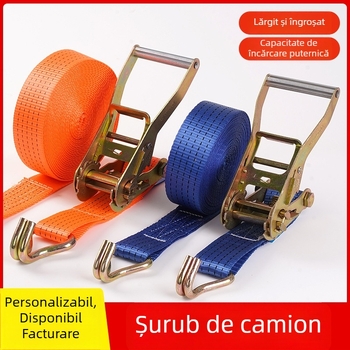 Bandă de prindere din poliester cu cârlige duble, manuală, greu; sarcină utilă 5000 kg; rezistență la rupere 3000 kg; pentru transport și fixare încărcături