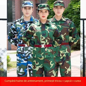 Set de muncă camuflat – unisex, din amestec de fibre chimice, imprimeu camuflaj, potrivit pentru primăvară, vară, toamnă