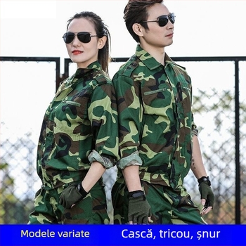 Set de muncă camuflat – unisex, din amestec de fibre chimice, imprimeu camuflaj, potrivit pentru primăvară, vară, toamnă
