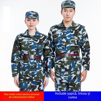 Set de muncă camuflat – unisex, din amestec de fibre chimice, imprimeu camuflaj, potrivit pentru primăvară, vară, toamnă
