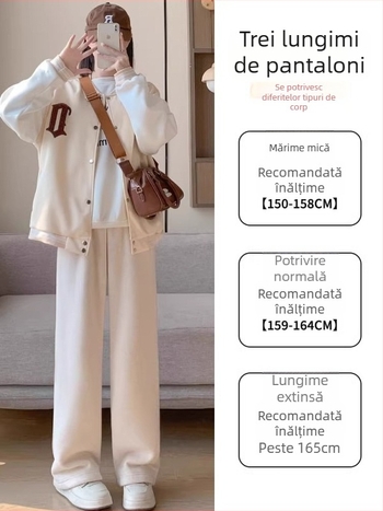Pantaloni de maternitate, talie înaltă, croială dreptă, lungime 9/10, material Glutinous Rice Velvet gros