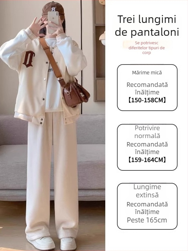Pantaloni de maternitate, talie înaltă, croială dreptă, lungime 9/10, material Glutinous Rice Velvet gros