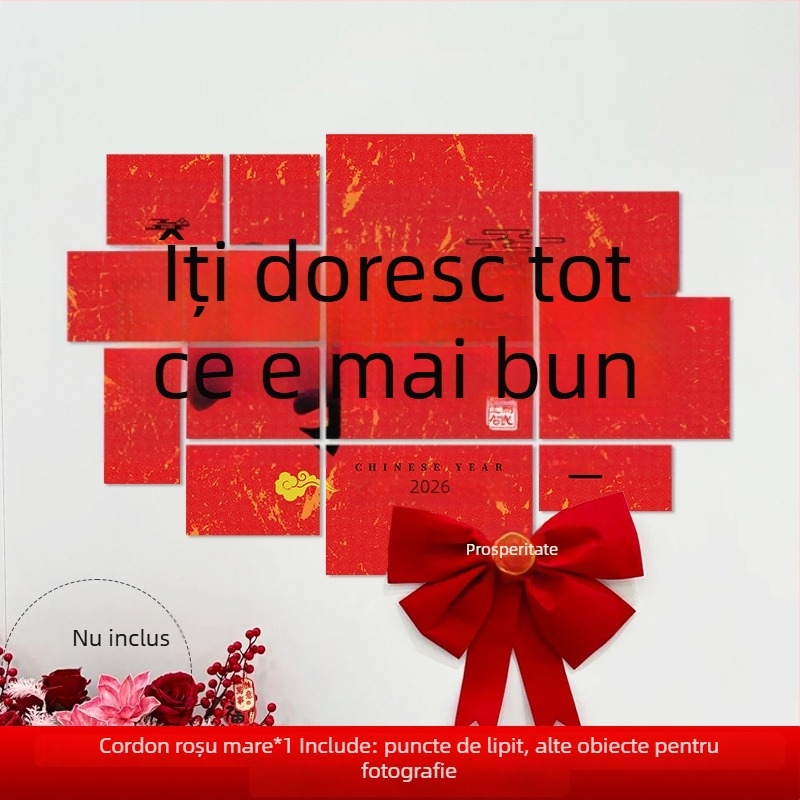 Fundal de perete pentru Anul Nou cu motivul Anul Calului, din hârtie, stil festiv, decor pentru sală