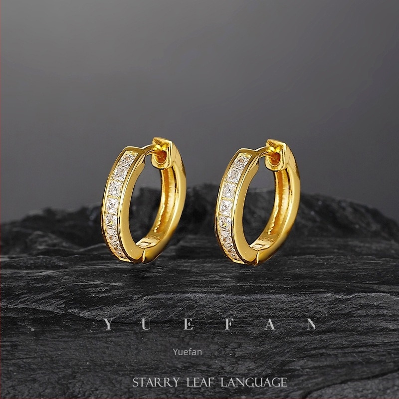 Cercei: cercuri geometrice din moissanit, 1 ct, piatră sintetică, argint S925, tăiere opt inimi și opt săgeți