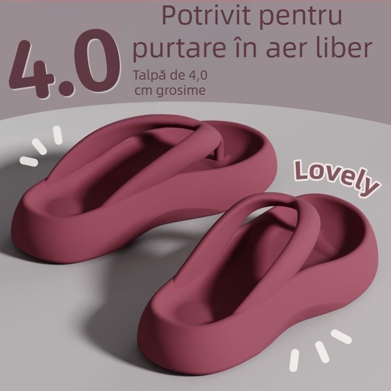 Papuci flip-flop EVA pentru femei, talpă groasă, interior EVA, vârf rotund, stil de relaxare, brand diffuse bali
