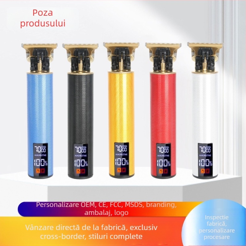 Mașină electrică de tuns părul, fără fir, cu motor cu perii, lamă din oțel inoxidabil, baterie încorporată 800–1000 mAh, autonomie 1–3 ore, potrivită pentru animale de companie
