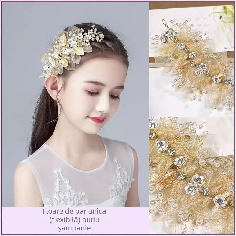 Bandă pentru cap pentru performanța Guzheng a copiilor – accesorii de păr din aliaj cu cristale citrine, stil coreean, seria Prințese