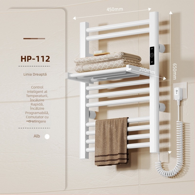 Suport de prosoape electric pliabil (încălzire completă, încălzire din fibră de carbon, temporizare inteligentă, control prin aplicație, uscare și dezumidificare)