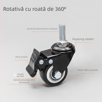 Picioare pentru mobilier cu roți și frână — oțel laminat la rece; brand: Senlide; stil: modern minimalist; pentru mobilier, picioare de masă, picioare de masă de cafea, dulapuri.