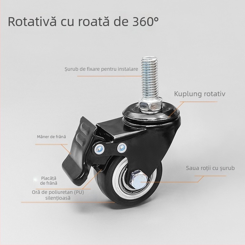 Picioare pentru mobilier cu roți și frână — oțel laminat la rece; brand: Senlide; stil: modern minimalist; pentru mobilier, picioare de masă, picioare de masă de cafea, dulapuri.