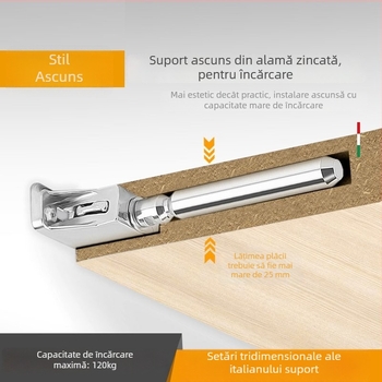 Suport ascuns pentru raft din aliaj de zinc, montat pe perete, stil modern minimalist, electroplacat