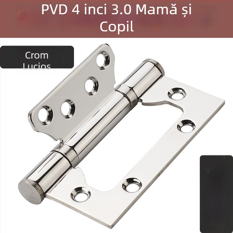 Balamale din oțel inoxidabil pentru ușă din lemn, tip H, silențioase, finisaj PVD, marca Wing