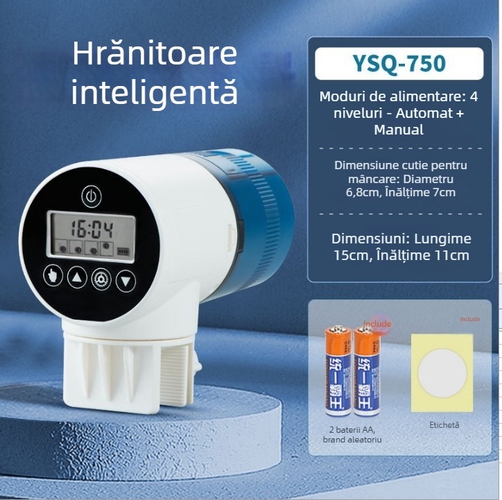 yee hrănitor automat pentru pești cu timer, corp din plastic, capacitate mare, pentru acvariu koi și pești aurii